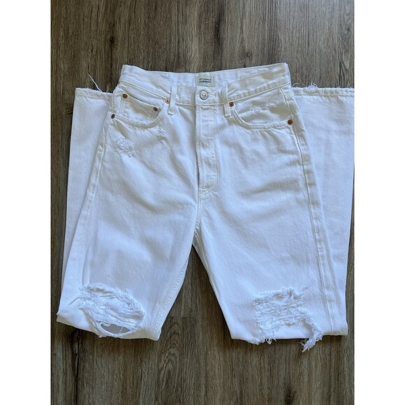 Citizens of Humanity Woman's White Eva Ripped Baggy Jeans Pants Size 26 - Picture 2 of 10